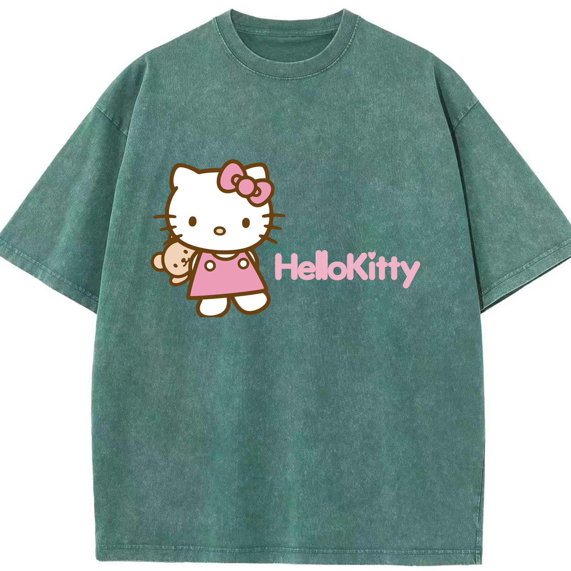 （画像用） Hello Kitty ハローキティ 綿100% ヴィンテージ風 半袖Tシャツ（フロントプリント）